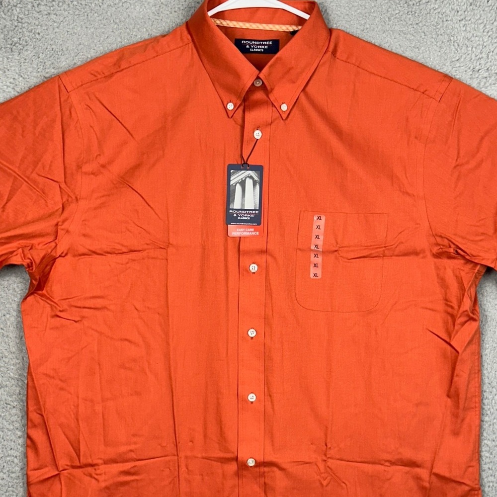 NEW Roundtree Yorke Shirt Mens XL Classics Orange Button-Down Performance Pocket